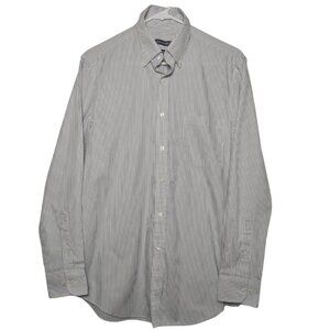 Van Heusen Men’s Gray and White Pinstripe Button Down Shirt 15 32/33 Regular Fit